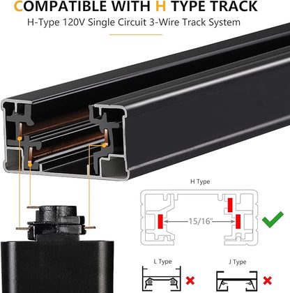 VANoopee 10 Pack 3-Color 20W H Track Lighting Heads Dimmable No Flicker Bright LED Track Lighting Fixtures for Accent Task Retail Kitchen Ceiling Track Light H Type - CRI90+ 36° 2000lm Black