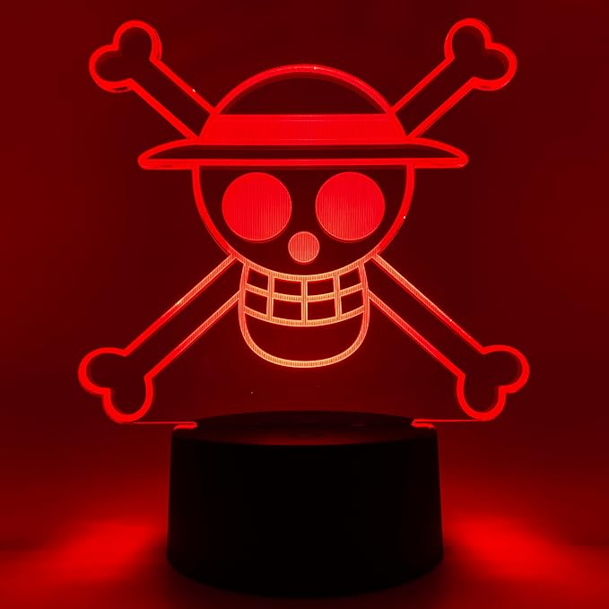 Otaku Lamps Jolly Roger One Piece – Anime Lamp Figure Night Light, 16 Color RGB LED – 3D Anime Room Décor Gift for Otaku