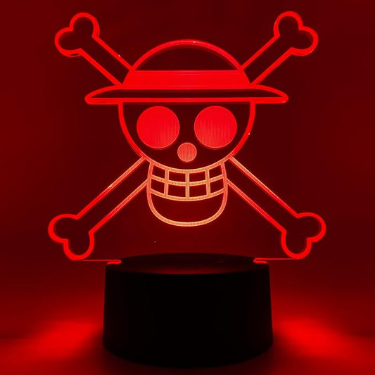 Otaku Lamps Jolly Roger One Piece – Anime Lamp Figure Night Light, 16 Color RGB LED – 3D Anime Room Décor Gift for Otaku