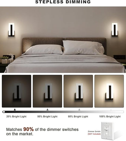 Modern Wall Sconces Set of Two, Led Wall Light 7w Dimmable Light Hardwired Acrylic Wall Light Lighting, Suitable for Living Room Corridor Bedside (Warm White 3000K 2Pack)
