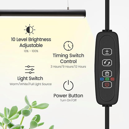 Grow Lights for Indoor Plants,20W 169 LED Full Spectrum with Timer, Hanging Plant Growing Light with Dimmable On/Off Switch,16.8in Height Standing Vertical Lamp for Seed Starting Growth