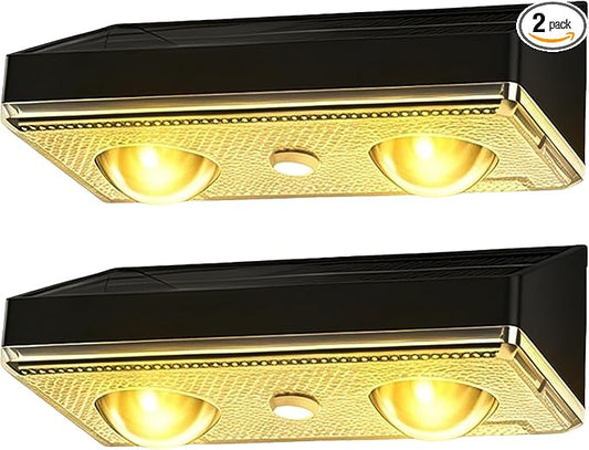 Solar Fence Lights Outdoor, Ultra-Bright 85LM Fence Lights Solar Powered, 9 RGB Color Modes, IP65 Waterproof, 12H Dusk to Dawn Glow for Pool/Deck/Patio/Wall/Backyard, 2 Pack, Matte Black