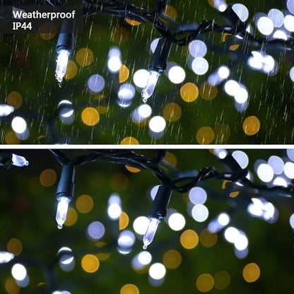 Brizled Christmas Lights, 33ft 100 LED End to End Connectable Mini Christmas String Lights, 120V UL Certified Cool White Xmas Tree Light Indoor Outdoor Mini Light Set for Xmas Tree Party Wedding Decor