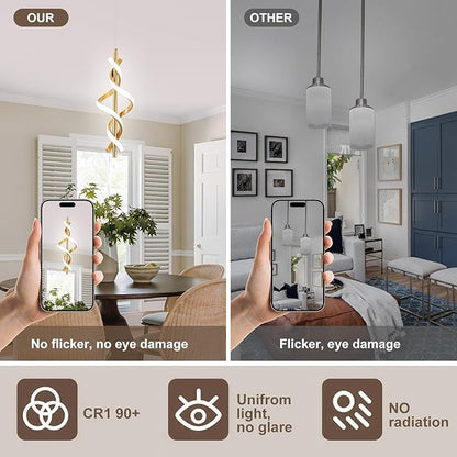 Modern LED Pendant Light Fixtures 4000K Pendant Lights Gold Hanging Lamp for Dining Room Bedroom Living Room (1 Pack)