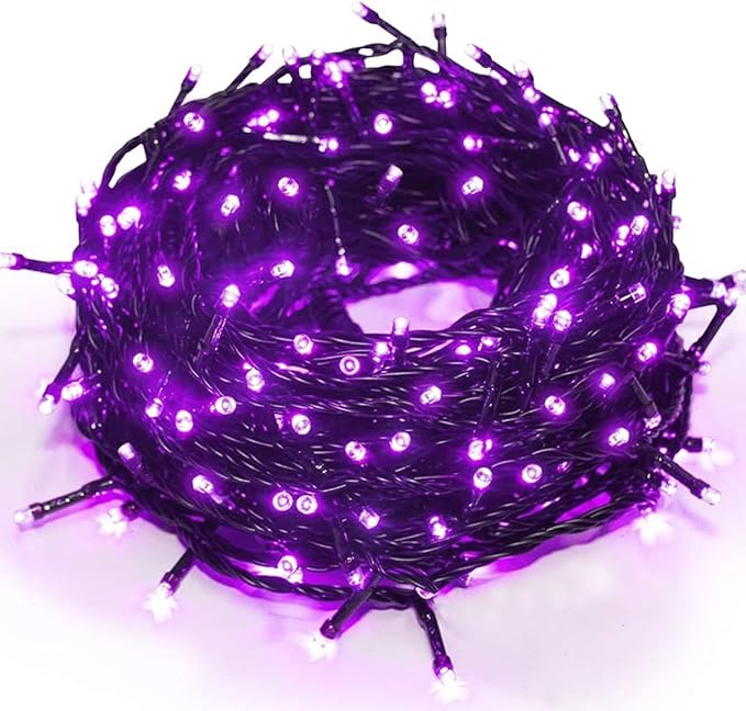 FULLBELL Christmas Lights Black Fairy Lights 33 feet 100 LED String Lights, Memory Controller and Extendable Christmas Decorations for Wedding, Indoor Outdoor - Purple