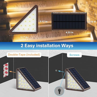 Solar Step Lights Outdoor Waterproof IP65,Warm White Brown Solar Stair Lights, Outdoor Light Decor for Stair, Deck, Step, Porch and Outside Patio, 24 Pack