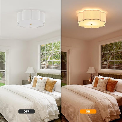 Modern Drum Semi Flush Mount Ceiling Light 17.71" Modern 3-Lights Gold Drum Ceiling Lighting Fixture Vintage Linen Ceiling Lamp for Laundry Room, Kitchen, Basement, Bedroom