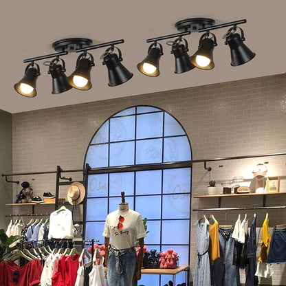 4-Light Track Lighting Kit, Directional Ceiling Light, Industrial Black Kitchen Track Lighting Fixtures Ceiling for Kitchen, Living Room, Dining Room, Hallway.