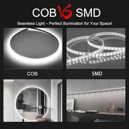 ZSLAIFU 24V COB LED Strip, LED Strip for Bedroom, 16.4FT Remote Control LED Strips, White LED Light Strip, COB Flexible Light for Bedroom Cabinet Vanity Mirror DIY Lighting