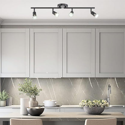 Kira Home Langford 27" Modern 4-Light Directional Track Wall/Ceiling Light + 4W LED Bulbs, Adjustable Heads, Black Finish