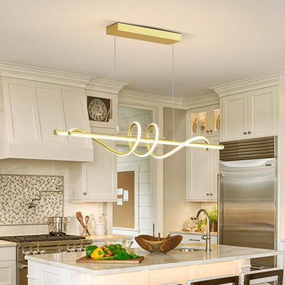 Modern Pendant Lights Fixture, 39in Aluminum LED Ceiling Chandelier with Remote Control Dimmable 3000k-6000K Color Temperature, Island Lighting Lamp for Kitchen, Dining Room