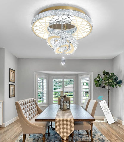 HAIXIANG LED Chandelier Modern Ceiling Dimmable Light Fixture Crystal Chandelier for Bedroom Dining Room Gold