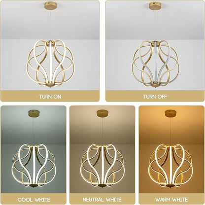 CHYING Modern Gold Chandelier with Remote Control, 10-Light 100W 3-Color Temperature Dimmable LED Chandelier for Living Room, Hanging Adjustable Pendant Light for Dining Room Kitchen Entryway Foyer