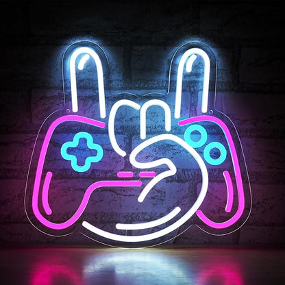 Gamer LED Neon Sign for Wall Decoration Lightness Controllable neon Light for Man cave Decor, Christmas Ornament, Party and Game Room 5v USB Power