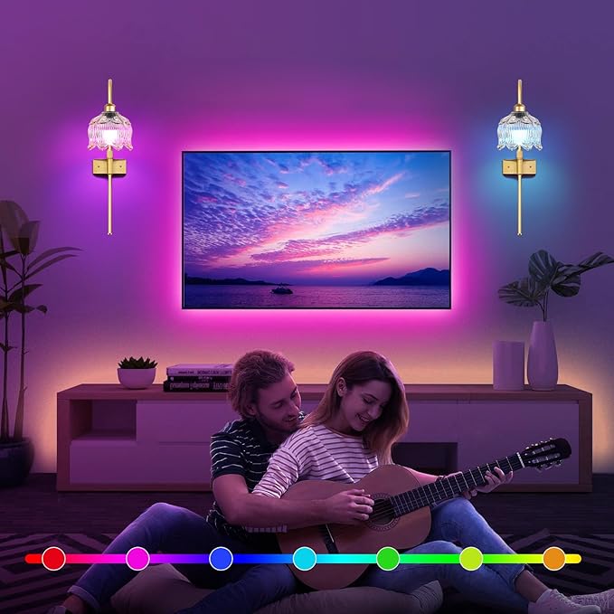 Vintage Battery Operated Wall Sconce with Flower Glass lampshade,Dimmable Battery Operated Wall Sconces Set Of Two,Rechargeable Battery Wall Lights lamp with13 Colors for Bedroom Living Room Hallway