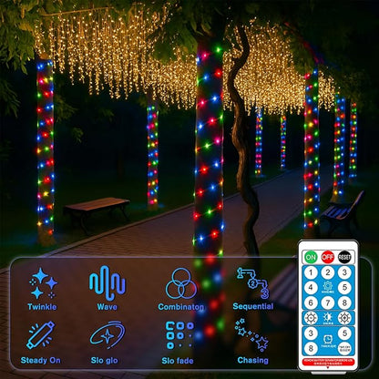 ANJAYLIA 66FT 200 LED Solar Rope Lights Outdoor Waterproof, Solar Powered Rope String Light with 8 Mode & Timer Remote, for Outdoor, Patio, Garden, Camping, Holiday & Christmas Décor Multicolor
