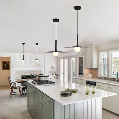 KCO Lighting Black Farmhouse Dome Pendant Light Retro Industrial Barn Pendant Lighting Modern Glass Globe Hanging Lamp Ceiling Light Kitchen Island Pendant Light Fixture (Black)