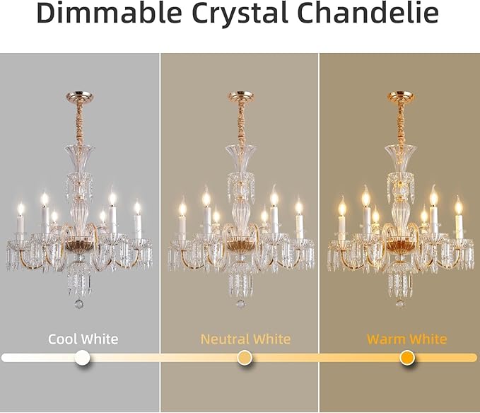 Crystal Chandeliers Light Dining Room：K9 Modern Candle Chandelier Lights for Bedroom - 6 E12 Bulbs Hanging Pendant Lighting Fixtures for Living Room Kitchen Farmhouse Hallway Ceiling Entryway