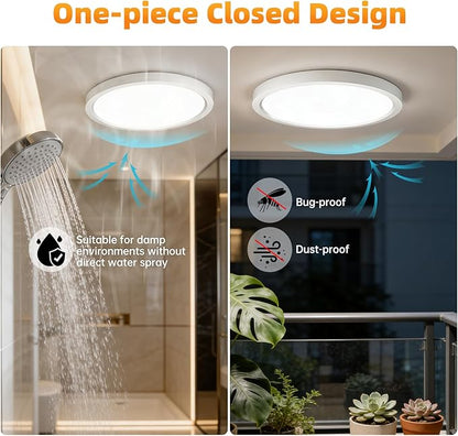 12 Inch 6Pack Super Slim Flush Mount Ceiling Light Fixture,24W 3200LM Dimmable 5CCT Selectable 2700K-5000K Round Light Fixture for Living/Bedroom,Kitchen/Bathroom,Porch &All Indoor Spaces White
