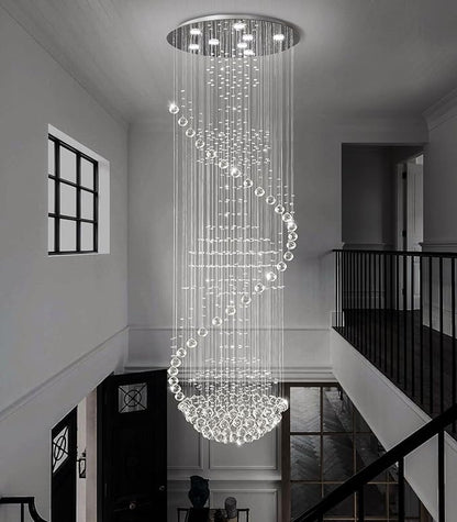 D24'' x H78'' Crystal Chandelier Glam Chandelier High Ceiling Chandeliers for Staircaes Large Raindrop Chandeliers LED Dimmable Light Fixtures for Foyer Hallway Entryway