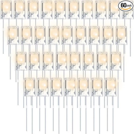 Mudder 60 Pcs Valentine's Day LED 5mm Outdoor String Light Mini Replacement Bulb Energy Efficient LED Patio Wire Light Connectable Home Decor for Festival Patio Garden Valentines Holiday(Warm White)