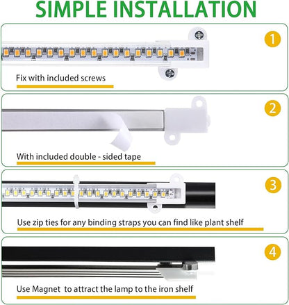 RWNTAO LED Grow Light Strips, Full Spectrum Plant Growing Lights for Indoor Plants 3500K, 144 LEDs Plant Lamp with 3/9/12H Timer, 10 Dimmable Levels, 3 Head 13 Inches
