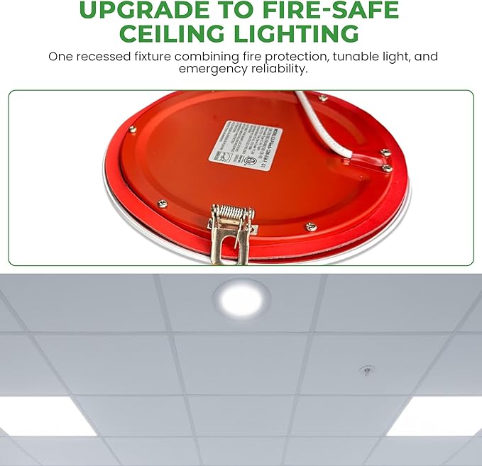 E2 LIGHTING 4" FIRE-Rated Downlight, 9W LED, 5 CCT TUNABLE 2700K-5000K, IC Rated, CANLESS RECESSED Ceiling Light, Commercial Indoor USE (4 in)