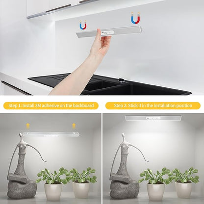 90 LED Closet Lights Motion Sensored with Eye-Protection Design, Rechargeable LED Wardrobe Lighting with Remote and Magnetic, 3000mAh Cabinet Light Battery Operated for Pantry Wardrobe, 18inch