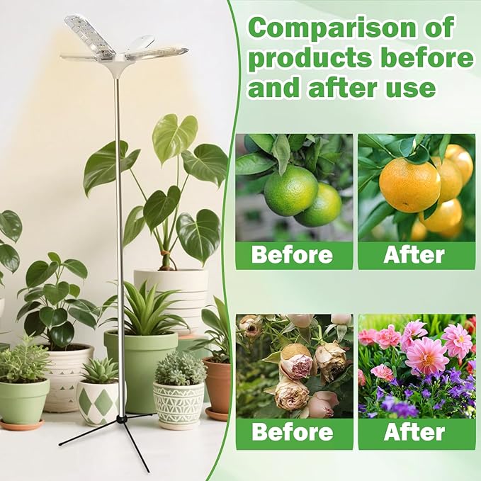 Grow Lights for Indoor Plants, 240 LEDs Full Spectrum, 15-67 Inches Height Adjustable, 3/9/12H Auto Timer ＆ 4 Dimmable Brightness for Large and Small Plants