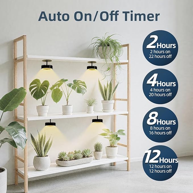 Suction Cup Grow Light for Indoor Plants, Full Spectrum LED Plant Light with Fan, Window Mount Growing Lamp for Seedlings & Succulents, CRI 90+, 2/4/8/12H Timer, 90° Lens, 2 Packs