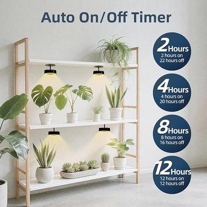 Suction Cup Grow Light for Indoor Plants, Full Spectrum LED Plant Light with Fan, Window Mount Growing Lamp for Seedlings & Succulents, CRI 90+, 2/4/8/12H Timer, 90° Lens, 2 Packs