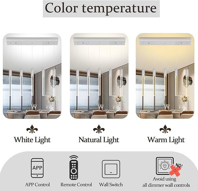 Flashing God 5-Lights Rectangular Pendant Lights for Kitchen Island Chrome Linear Crystal Chandelier Modern Chandeliers for Kitchen Island Dining Room