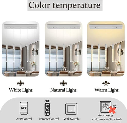 Flashing God 5-Lights Rectangular Pendant Lights for Kitchen Island Chrome Linear Crystal Chandelier Modern Chandeliers for Kitchen Island Dining Room