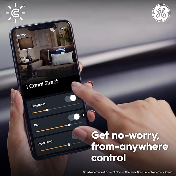 GE CYNC A19 Smart LED Light Bulbs, Soft White, Bluetooth and WiFi Light Bulbs, 60W Equivalent, Work with Amazon Alexa and Google Home (4 Pack)