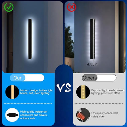 Modern Outdoor Lights - 47.3inch Outdoor Exterior Linear Sconce Black Patio Wall Light Fixtures, Long Strip Wall Lights Fixture Outside for Garage, House
