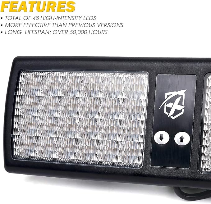 Xprite Blue LED Visor Strobe Flashing Lights Sunshield Hazard Warning Light for Law Enforcement Emergency Vehicles Trucks Cars