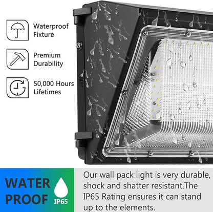 1-10V Dimmable 80W LED Wall Pack Light with Dusk to Dawn Photocell, 100-277V 11200LM 600-800W HPS/HID Equiv., 5000K Outdoor Security Lighting, ETL Commercial Wall Mount Lights for Building