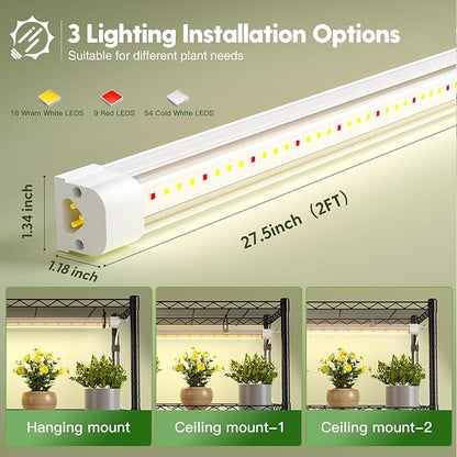 FREELICHT DIY Plant Shelf with Grow Light, 5-Tier, 2FT 5000K 120W(4x30W), Full Spectrum, Metal Plant Stand with Adjustable Rack and Wheel, LED Grow Lights with Timer for Seed Starting 35.4x13.8x61.5IN