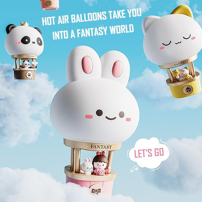 Hot Air Balloon Rechargeable Night Light, Safe Soft Silicone Material, 3 Brightness Levels, Tap Control, Warm Light, Toddler Sleeping Lamp, Bedroom Night Lamp, Gift for Baby and Kid (Panda)
