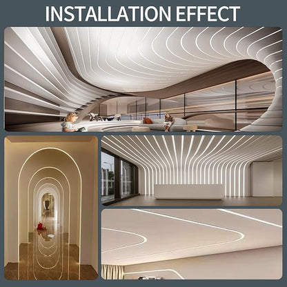 6 Pack Led Diffuser Channel with Milky White Silicone Cover 6.6FT/2M Plaster-in Aluminum Drywall U Shaped Trimless Recessed Track for Strip Light, Flexible Led Profile 45 Degree Bendable