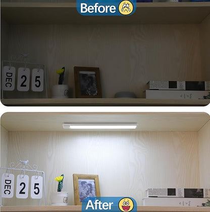 Motion Sensor Under Cabinet Lights, Magnetic Rechargeable Under Counter Closet Light, Wireless Night Light Bar Stick-On, 3-Pack, Cool White