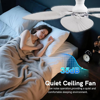 52inch Palm Leaf Ceiling Fans with Light Outdoor Tropical Ceiling Fans with Remote Timer Hand Carved 5 Blades DC Reversible Noiseless motor 6 Speeds Low Profile for Patios Living room Bedroom