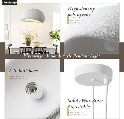 27.6in Wabi Sabi Pendant Light, Kitchen Island Lighting Fixture Ceiling Mount Japanese Lamp Japandi Chandelier for Dining Living Room Hallway Bedroom Restaurant Hanging Lamp, White 1 Pack