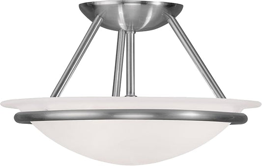 Livex Lighting 4823-91 Newburgh 2-Light Ceiling Mount, Brushed Nickel