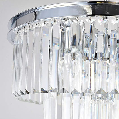 Crystal Chrome Chandelier Modern Chandeliers Lighting 4 Lights Pendant Ceiling Light Fixture 3-Tier for Dining Room Living Room Kitchen Island