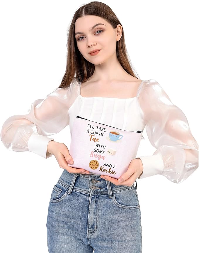 WSNANG Korean Group Fans Gift Music Lover Bag A Cup of Tae With Suga and A Kookie Tote Bag Reusable Shopping Bag