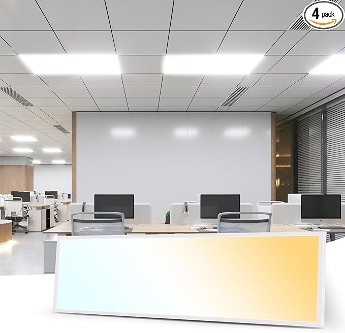 Art3d 1x4 FT LED Flat Panel Light, 3CCT Selectable Color Temperature 3000K/4000K/5000K, 0-10V Dimmable 5500LM Flush Mount Ceiling Light, 20W/30W/40W Drop Ceiling Light, 4 Pack