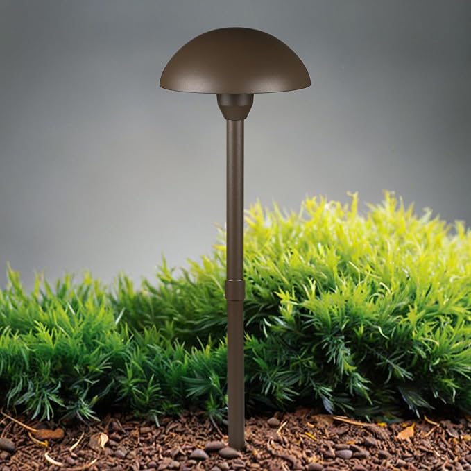 Lumina Lighting® Low Voltage Landscape Lighting Cast-Aluminum Path and Area Light Warm White 3W G4 LED Bulb and ABS Ground Stake Included for Yard Walkway Lawn PAL0107-BZLED4 (Bronze, 4-Pack)