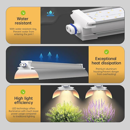 1.4FT Hanging Grow Light for Indoor Plants, Full Spectrum with 660nm Red LED, T5 2020T Light Fixture, 108W(6×18W) Grow Lamp with Reflectors for Seedling Tray, 6-Pack