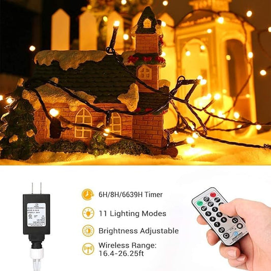 BrizLabs Christmas Tree Lights, 200 LED 65.67ft Color Changing Christmas Lights with Remote, 11 Modes Warm White & Multicolor Xmas Light, Connectable Dimmable Fairy Light for Indoor/Outdoor Home Party